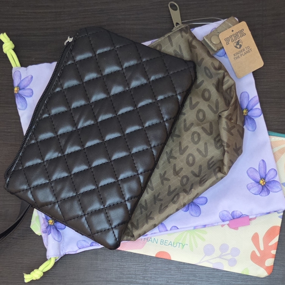 Makeup Bag Bundle Set of 4 Cosmetic Travel Pouches Pink Ipsy Toiletry Bags